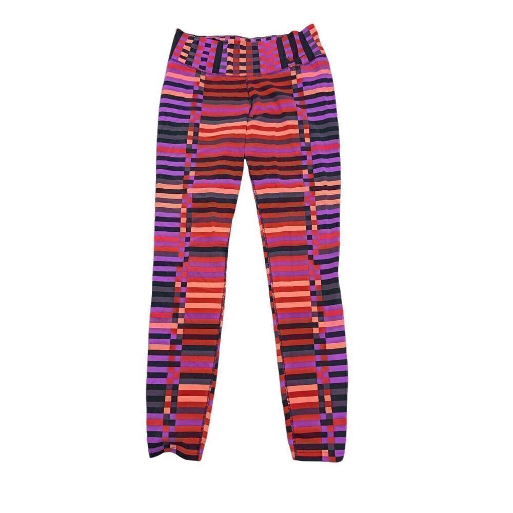 Nike Dry Fit Striped Seamed Athletic Leggings Pink Women's M